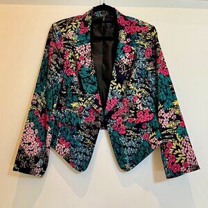 Bisou Bisou Women's Large, Black, pink, green cropped Blazer